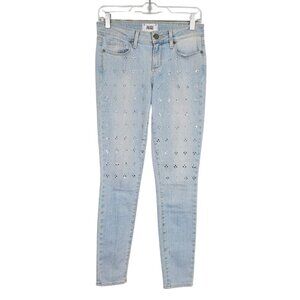 PAIGE Verdugo Ultra Skinny Jeans NAOMI CRYSTAL EMBELLISHED LIGHT BLUE size 26
